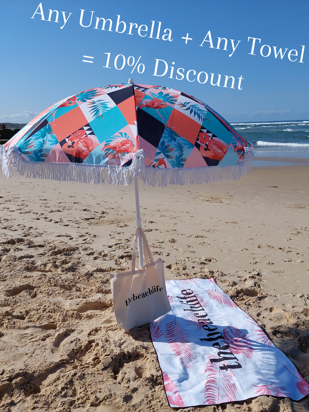 Pink Flamingo Beach Umbrella