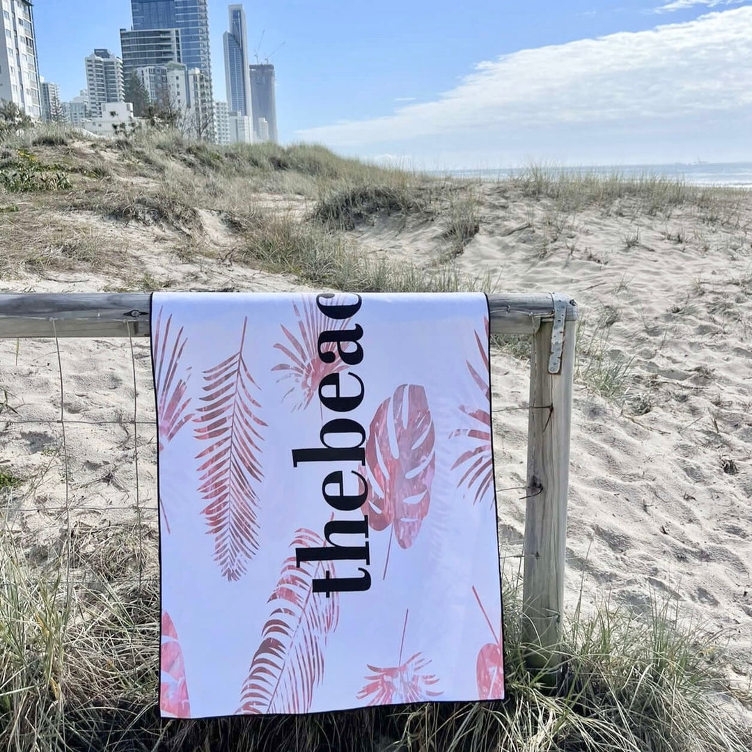 Pink Leaf Beach Towel